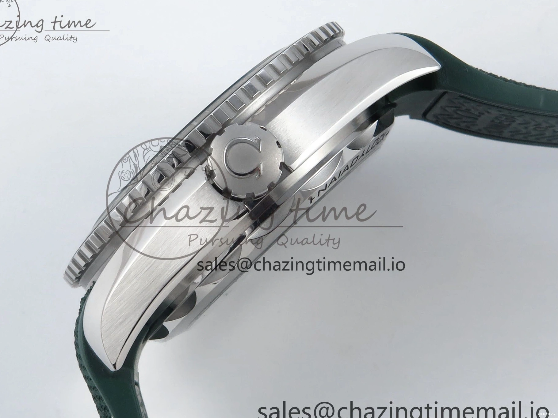 0416 Bold Seamaster Planet Ocean 600M 43.5mm SS SCF 1:1 Best Edition Green Bezel Gray Dial on Green Rubber Strap A8900 Super Clone 7666